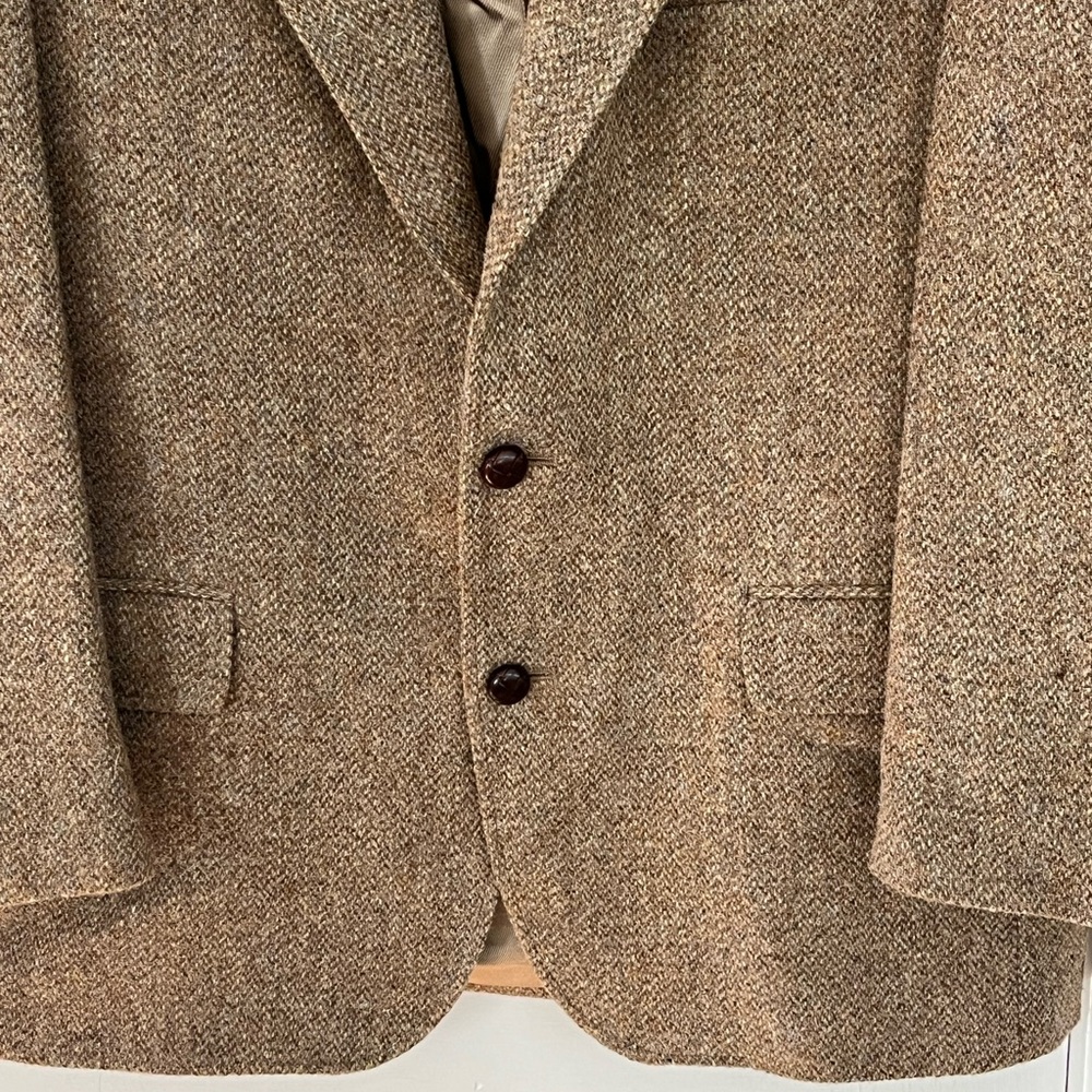 VINTAGE HARRIS TWEED MENS JACKET 100% Handwoven Wool Made for Orvis Size 42R - Picture 3 of 15